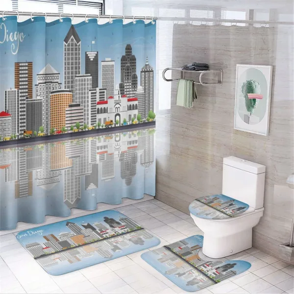 City Skyline Reflections on a shower curtain