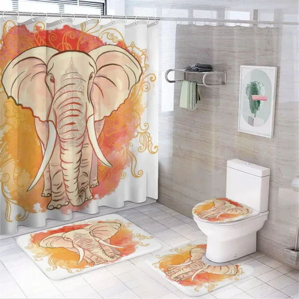 Eastern Elephant Pattern on a shower curtain