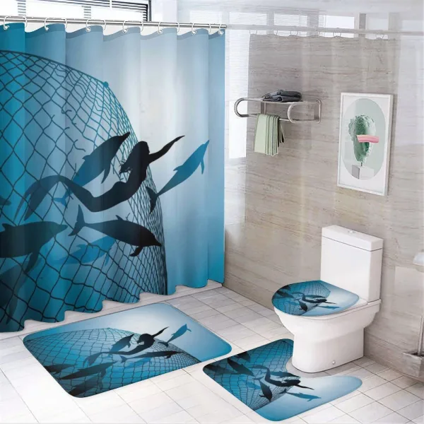Flight of Dolphins on a shower curtain