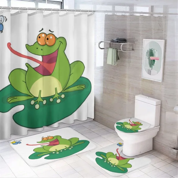 Funny Animal Catches a Bug on a shower curtain