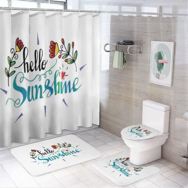 Hello Sunshine with Flower on a shower curtain