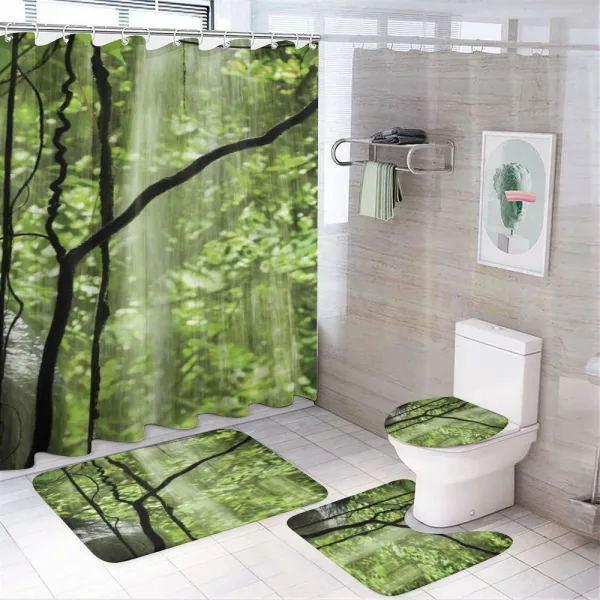 Jungle Waterfall Tree on a shower curtain