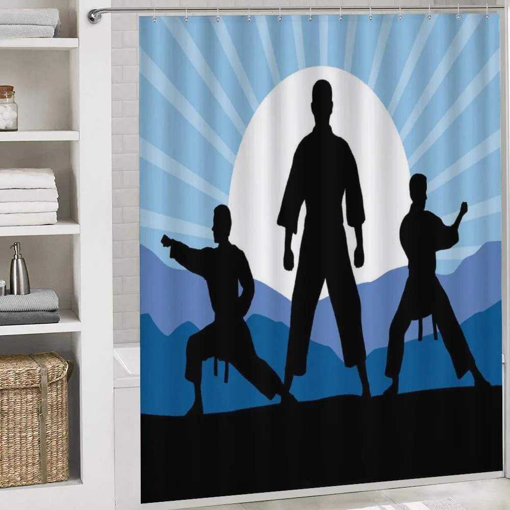 Karate Men Silhouettes Sun — Detail 4