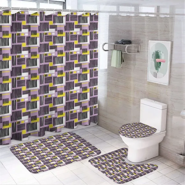Modern Stripe and Squares on a shower curtain