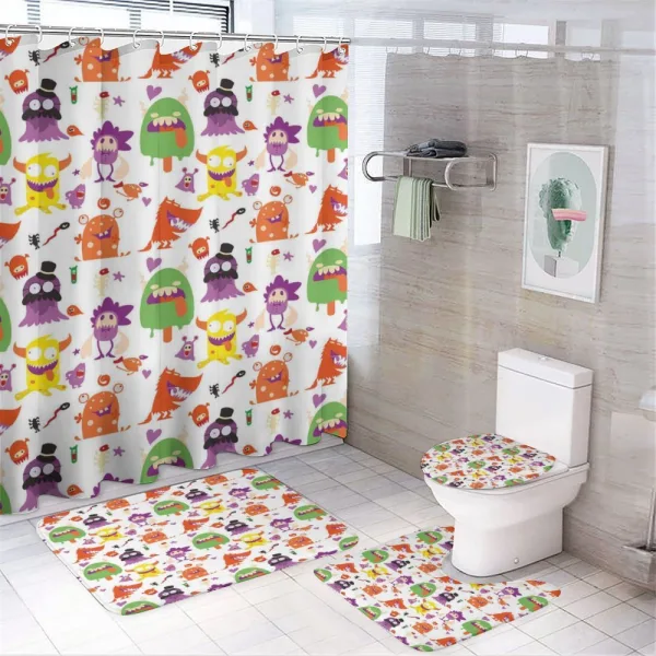Monsters Animal Funny Cartoon on a shower curtain