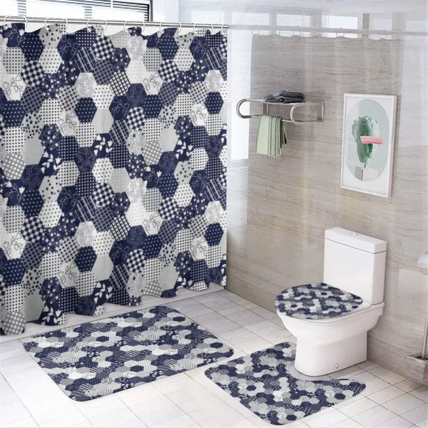 Patchwork Style Dots Star on a shower curtain