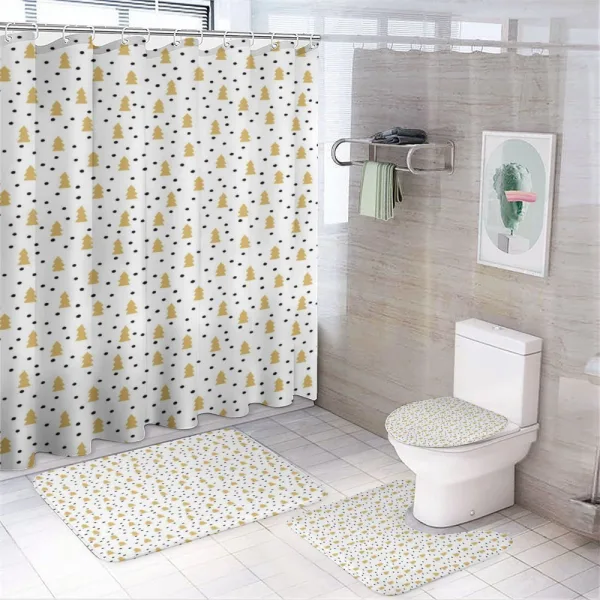 Pine Trees Black Dots on a shower curtain