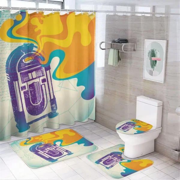 Retro Vintage Radio Music on a shower curtain