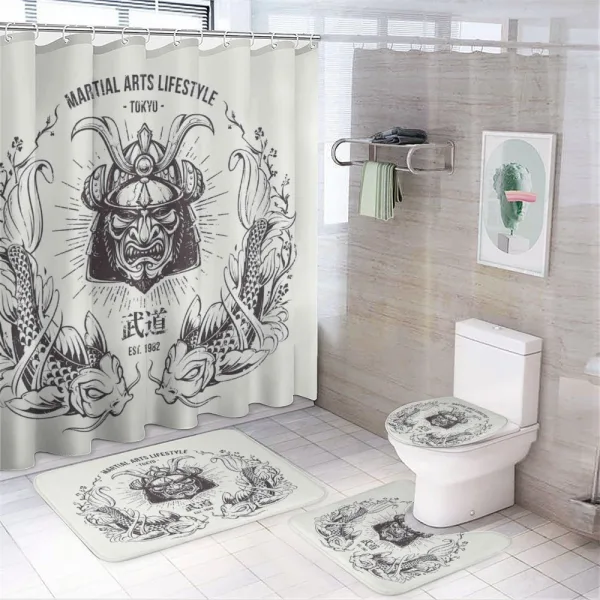 Samurai Mask Koi on a shower curtain