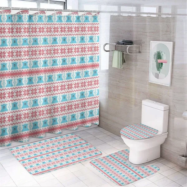 Snowflakes Polar Bears on a shower curtain