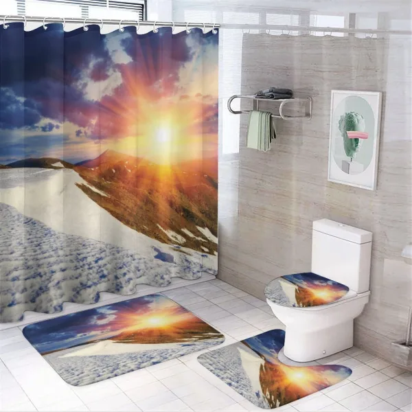 Snowy Sunny Mountains on a shower curtain