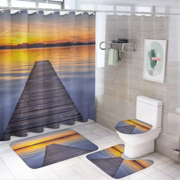 Sunset at Paterwoldsemeer on a shower curtain