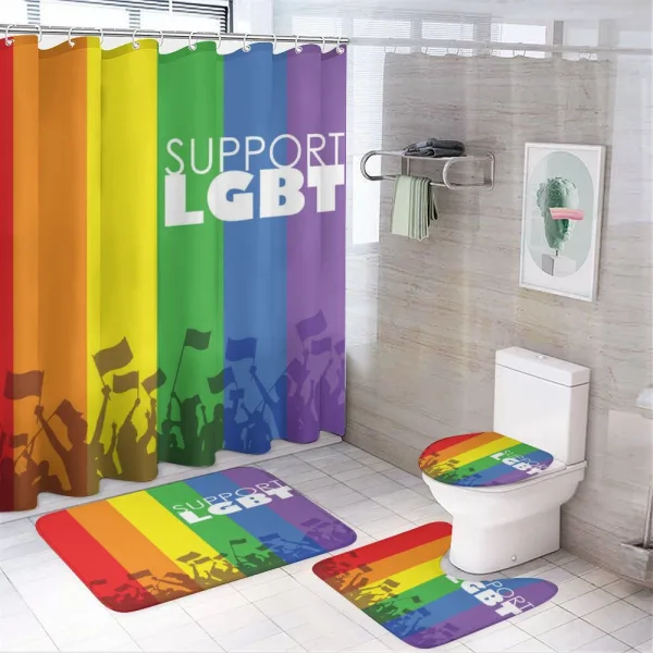 Support LGBT Celebration Flag on a shower curtain