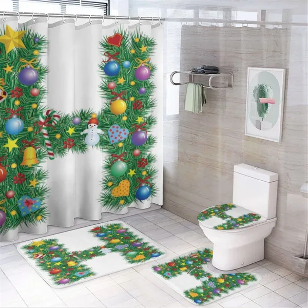 Uppercase Letter Tree on a shower curtain