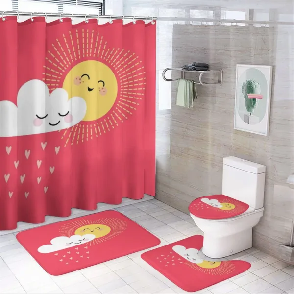 Valentines Cloud and Sun on a shower curtain