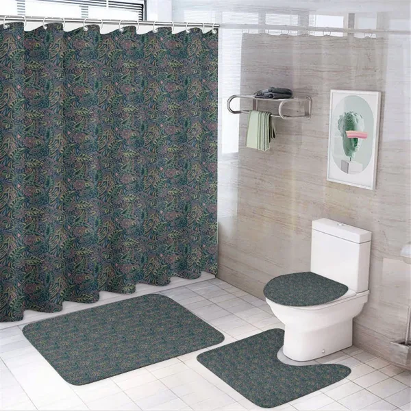 Vintage Muted Tone Leaves on a shower curtain