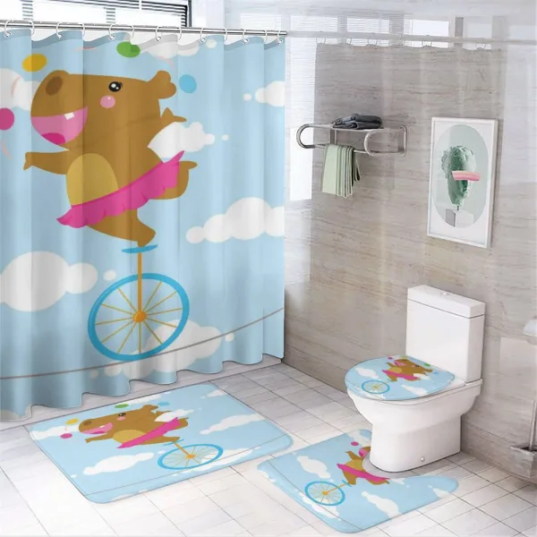 Balerina Juggler Hippo on a shower curtain