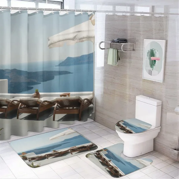 Caldera View Santorini on a shower curtain