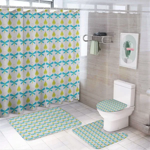 Cartoon Style Bugs Pattern on a shower curtain