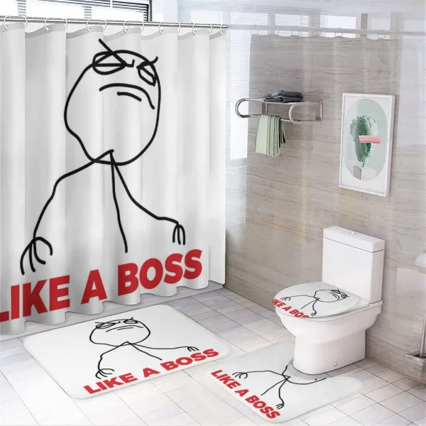 Cool Stickman and Like a Boss on a shower curtain