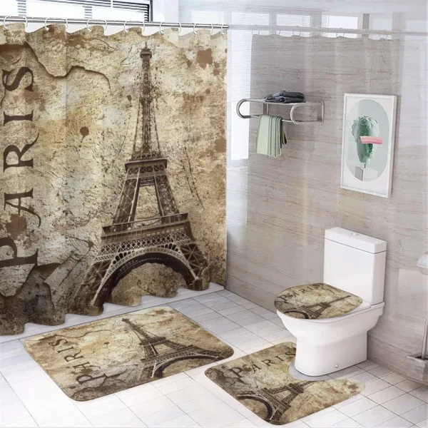 Eiffel Tower on Grunge Wall on a shower curtain