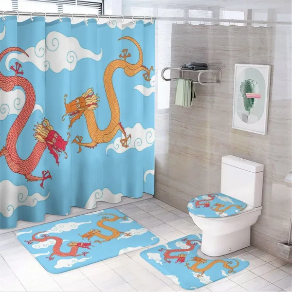 Fantasy World Creatures Sky on a shower curtain