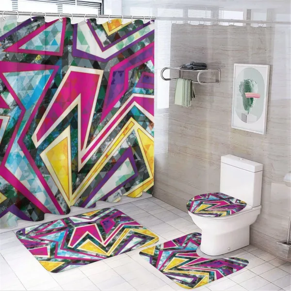 Geometric Diamond on a shower curtain