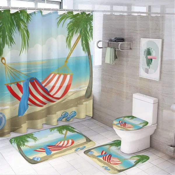 Hammock Between Trees on a shower curtain