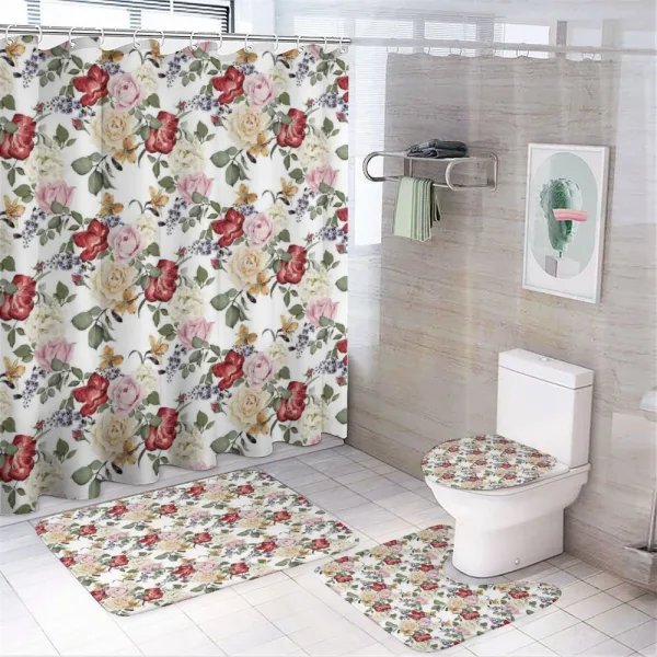 Lilacs Roses Flowers on a shower curtain