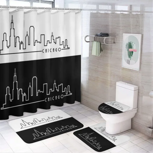 Minimalist City on a shower curtain