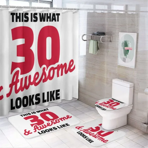 Motivation Words on a shower curtain