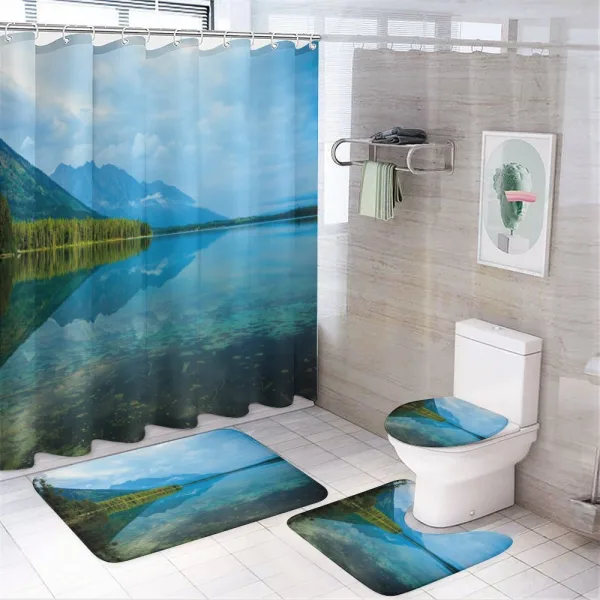 Reflections on Leigh Lake on a shower curtain