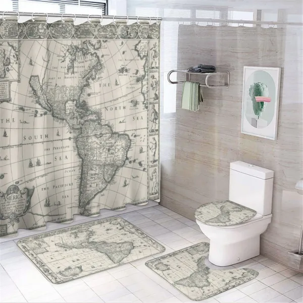 Retro Old America Map on a shower curtain