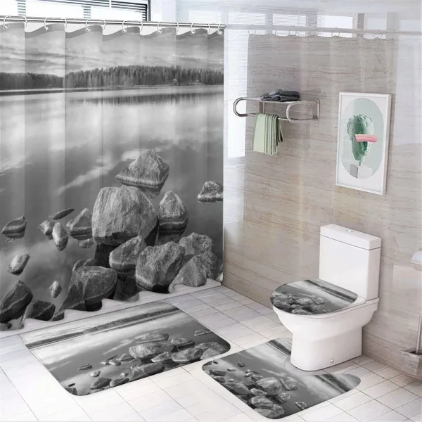 Rock in Lake Shore on a shower curtain