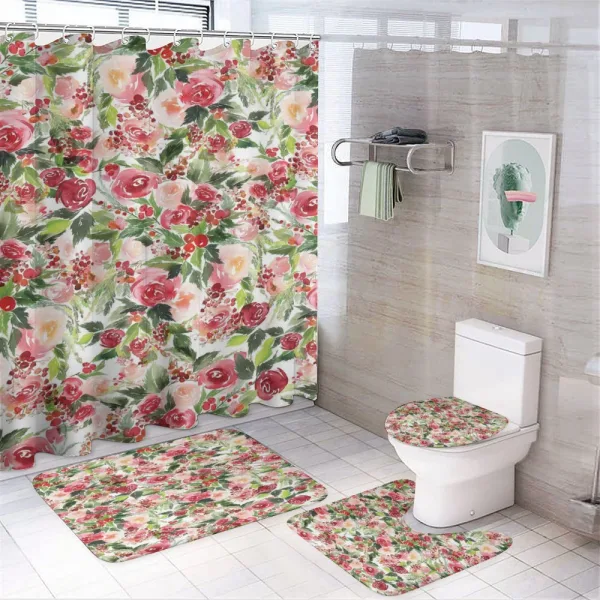 Roses Berries Bouquet Art on a shower curtain