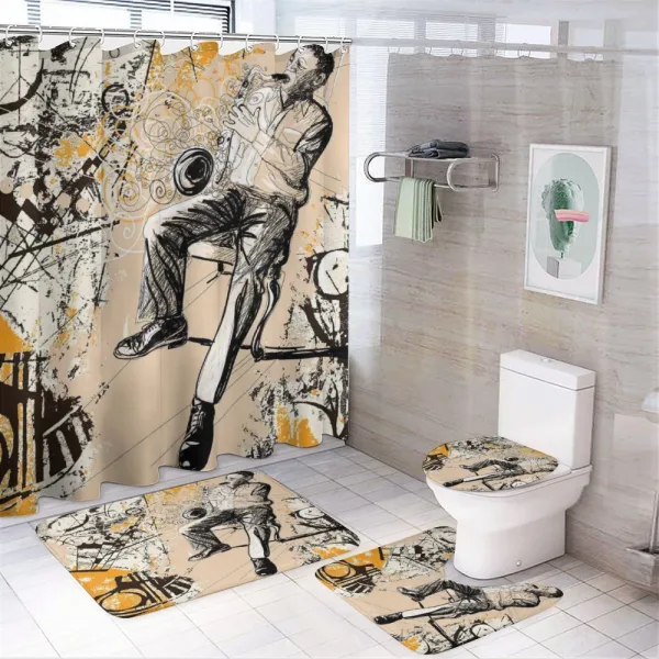 Saxophone Music Rythim on a shower curtain
