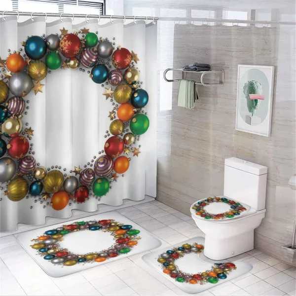 Wreath Garland Baubles on a shower curtain