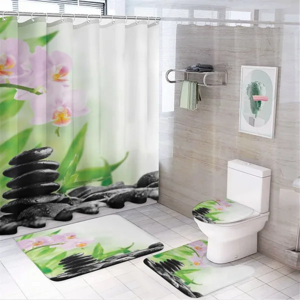 Basalt Stones Orchid on a shower curtain