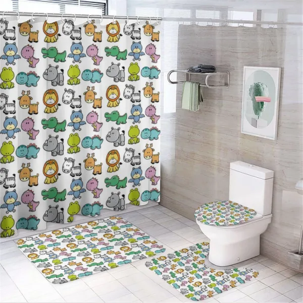 Bat Rhino Fun Illustration on a shower curtain