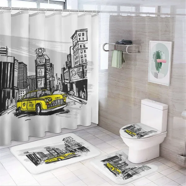 Cab in New York City on a shower curtain