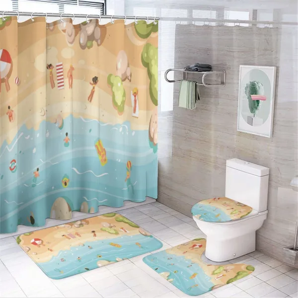 Cartoon Coast Fun on a shower curtain