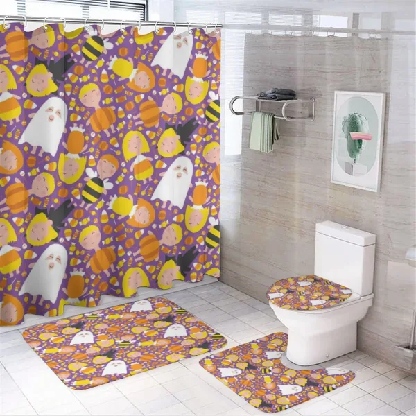 Cheerful Kids in Costumes on a shower curtain