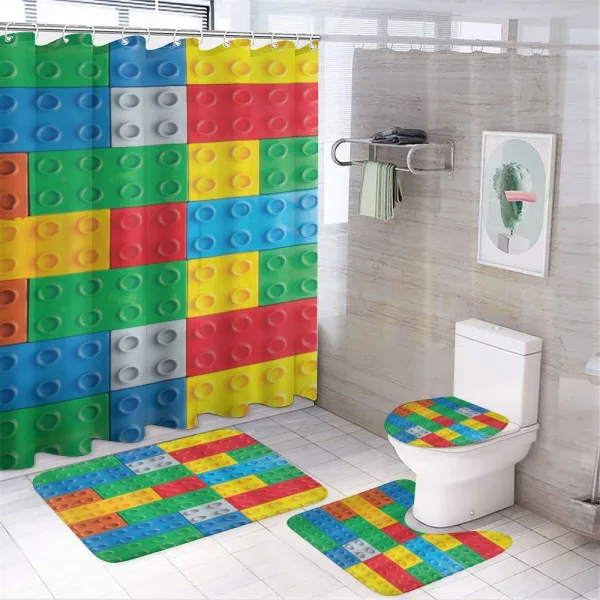 Colorful Building Blocks on a shower curtain