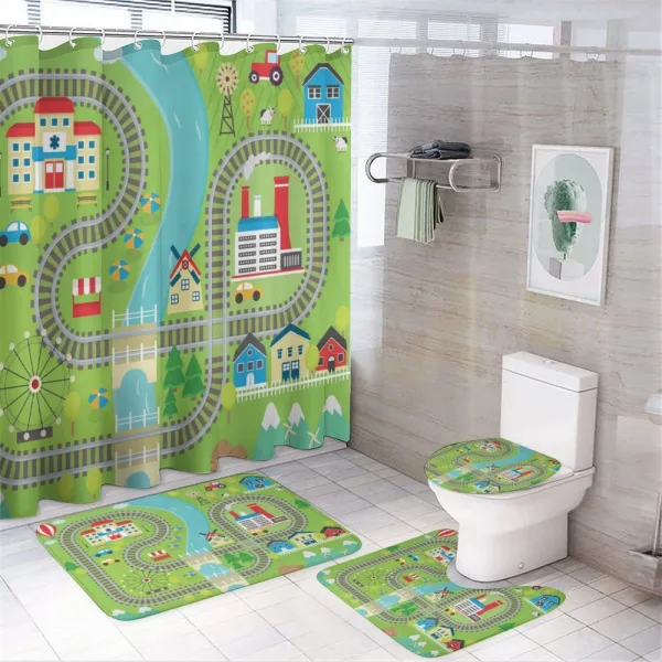Country Town on a shower curtain