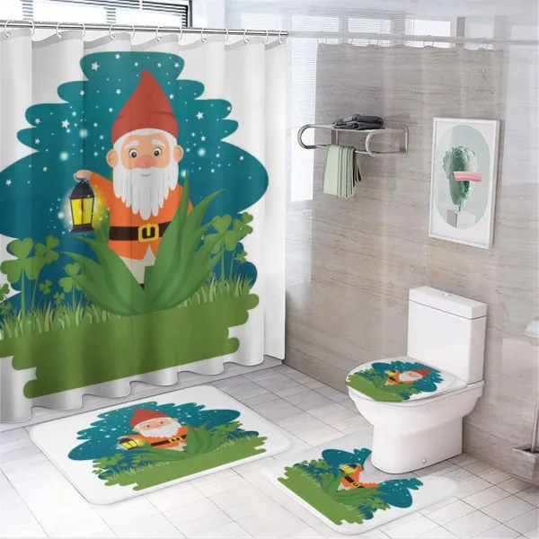 Dwarf with Lantern on Grass on a shower curtain