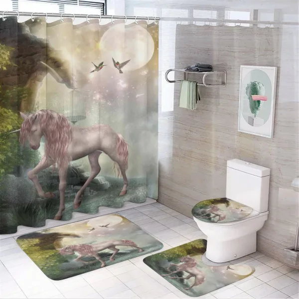 Fantasy Leaves Birds on a shower curtain