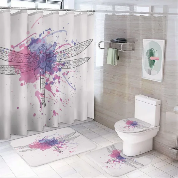 Grunge Moth Dragonfly on a shower curtain