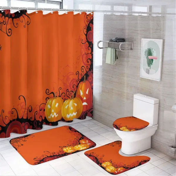 Halloween Pumpkins on a shower curtain