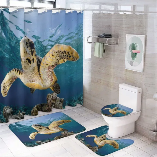 Hawksbill Sea Turtle on a shower curtain