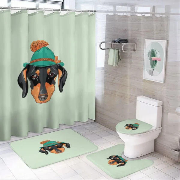 Hipster Dog and Hat on a shower curtain
